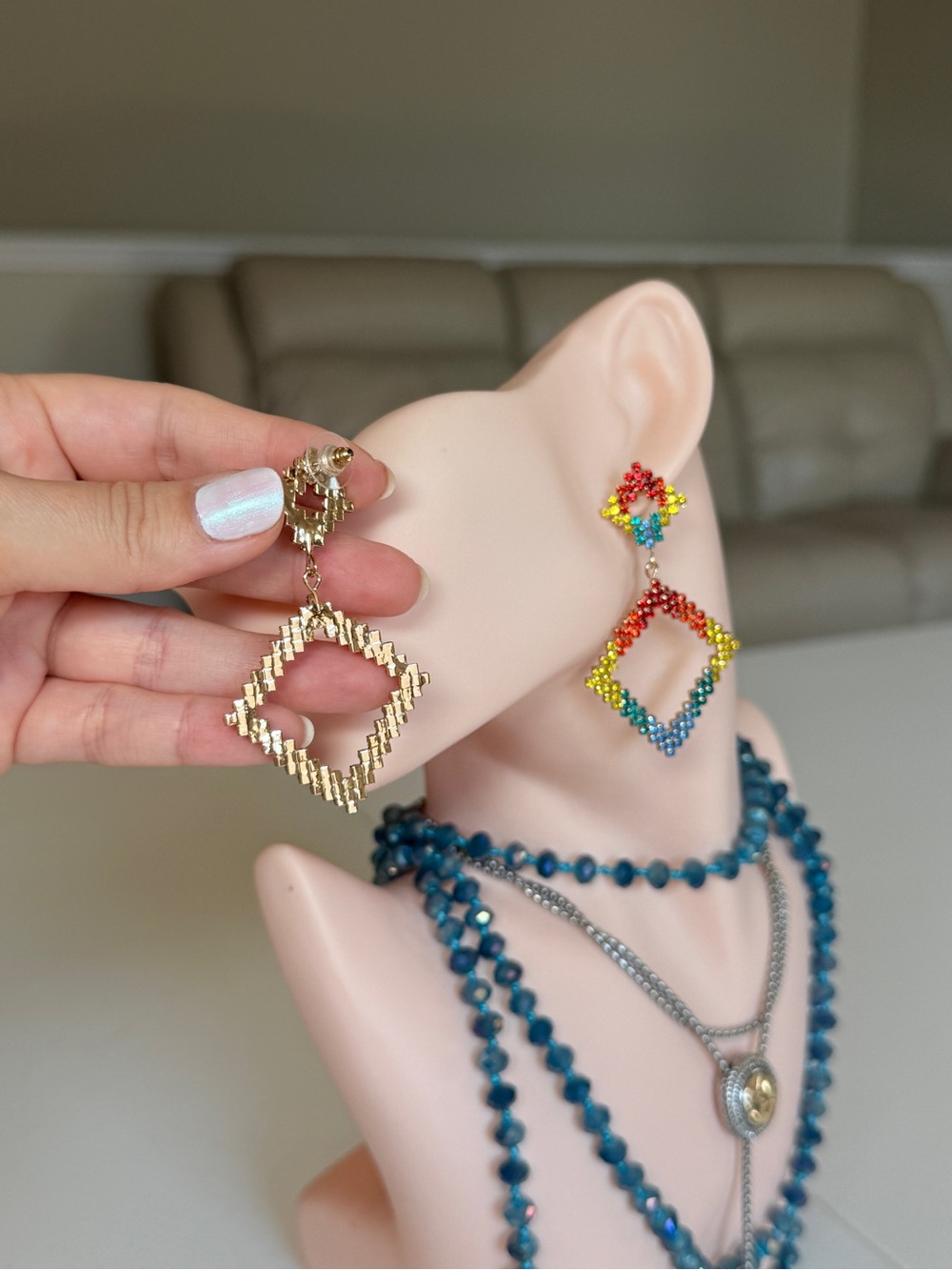 Colorful Drop Dangle Earrings - Multicolor - Picture 7 of 12